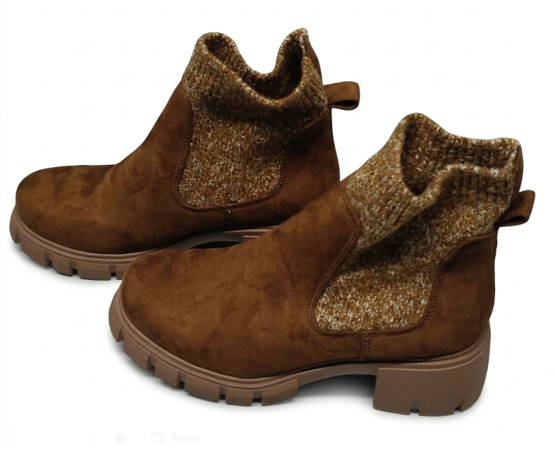 Women's Ankle Boots Comfy Chelsea Mid Heel Elastic Chunky Heel Lug Sole Booties Size 8