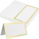 Premium Place Cards, Used for Table Decoration, Seat Cards with Double Gold Foil Border, 2x3.5-Inch Tent Cards - Perfect for Weddings, Tables, Dinner Parties (50 Pack)