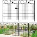 Metal Garden Fence with Gate 36in(H) X18.6ft(L) 1Gate+7Panels Border Fences