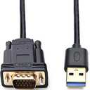 Herfair USB to VGA Adapter Cable (Built-in Driver) 3FT USB 3.0 Type A to 15-Pin D-sub VGA Converter with 1080P HD Output Support MacOS/Windows 10/8/8.1/7 Laptop Computer PC