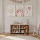 3 Pcs Nursery Canvas Wall Art Pink Sun Rainbow Hearts Posters Prints Boho Kids Room Pictures Wall Decor for Toddlers Children Baby Girl Bedroom Home Decoration, 16x24in-Canvas