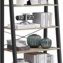 VASAGLE Ladder Shelf, 5-Tier Bookshelf, Storage Rack, Bookcase with Steel Frame, for Living Room, Home Office, Kitchen, Bedroom, Industrial Style, Camel Brown and Ink Black ULLS045B50