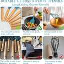 Umite Chef Kitchen Cooking Utensils Set, 33 pcs Non-stick Silicone Utensils Spatula Set with Holder, Silicone Kitchen Gadgets Utensil Set(Dark Blue)