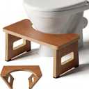 Foldable Toilet Stool, 7 Inch Poop Stool for Bathroom, Bamboo Toilet Stool Squat Adult, Collapsible Potty Step Stool with Non-Slip Strip, Space-Saving, No Assembly, Improve Poop Posture and Comfort