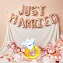 Rose Gold Just Married Balloons Banner Bridal Shower Decorations Diamond Ring Balloon for Women Married Car Bachelorette Wedding Party Decorations Photo Props