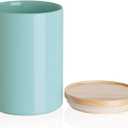 Sweejar Kitchen Canisters Ceramic Food Storage Jar, Stackable Containers with Airtight Seal Wooden Lid for Serving Coffee Bean, Flour, Tea, Cookies and More - 58 Fl Oz (Dark Turquoise)