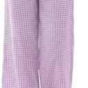 TARSE Womens Linen Striped Gingham Wide Leg Pants Palazzo Drawstring Lounge Pajama Pants Cute Casual Trousers with Pockets (XL)