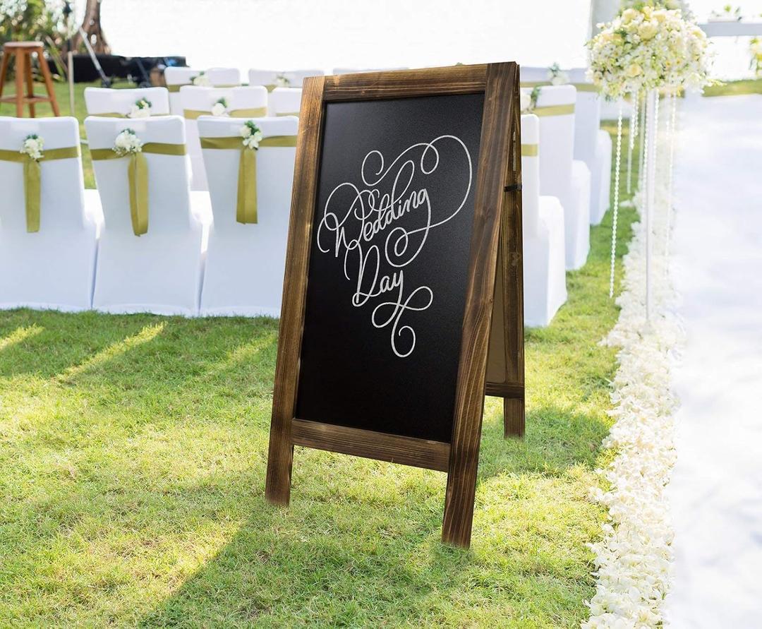 Large Sturdy Handcrafted 40" x 20" Wooden A-Frame Chalkboard Display, Sidewalk Chalkboard Sign Sandwich Board/Chalk Board Standing Sign (Rustic)