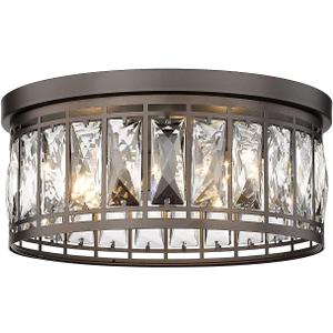 Crystal Flush Mount Ceiling Light, Contemporary Ceiling Lighting Fixture, Industrial Close to Ceiling Lighting for Bedroom, Living Room, Kitchen Island (Oil Rubbed Bronze)