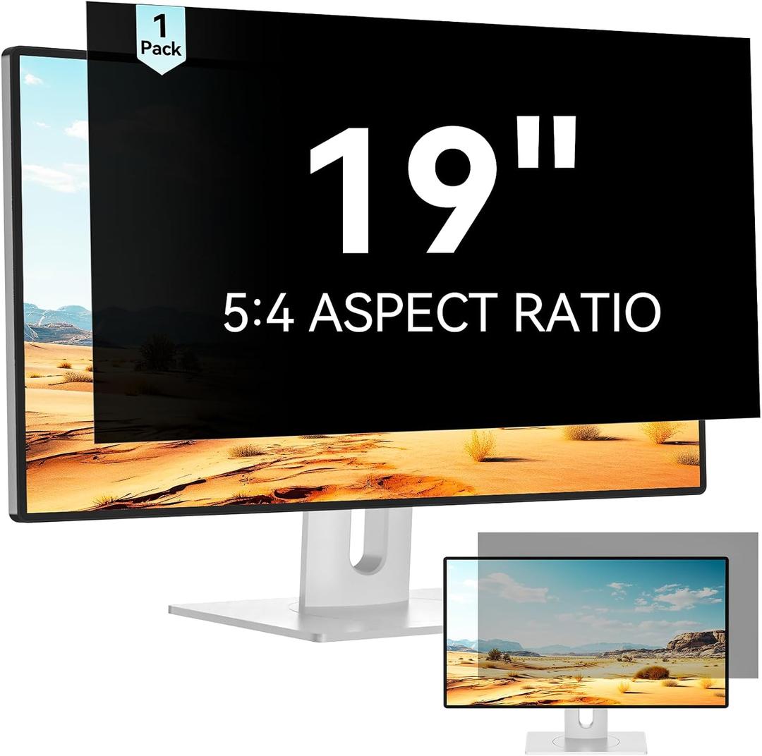 Mamol 19 Inch Computer Privacy Screen Filter for 5:4 Widescreen Monitor, Removable Eye Protection Anti Glare Spy Blue Light Filter Privacy Shield, Anti Scratch Screen Protector Film 19 In