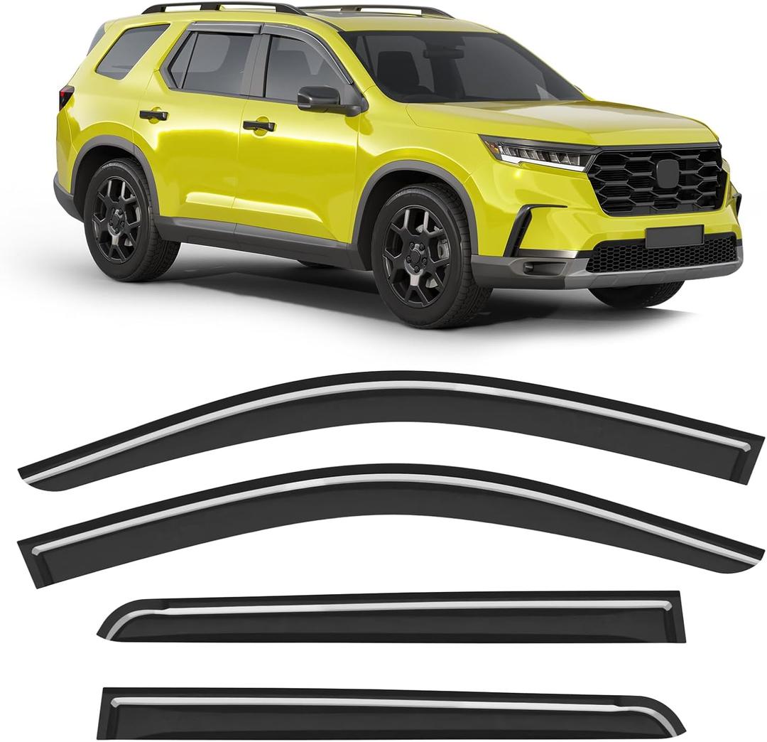 Low-Profile Window Rain Guard for Honda Pilot 2023-2026 Side Window Visors Extra-Thick Vent Visor Honda Pilot Window Deflectors Vent Shades Car Accessories-4pcs