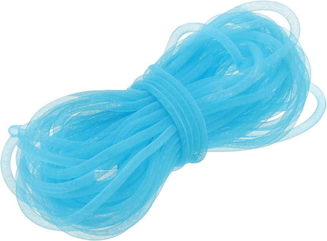 MECCANIXITY 30 Yards Mesh Tube 3/8 Inch Decor Tubing Flex for Wreath, Gift, Decorations Birthday, and Wedding Party,DIY Craft - Light Blue