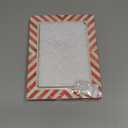 5x7 Red & White Bone Inlay Photo Frame  Handmade Chevron Pattern Picture Frame for Christmas Gifts, Holiday Home Dcor, Tabletop & Wall Display  Festive Rustic Frame, Gift Ready