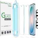 amFilm Auto-alignment OneTouch for Samsung Galaxy S26 6.3'' Screen Protector + Camera Lens Protector, Tempered Glass, 30 seconds Installation, Bubble Free, Case Friendly, Anti-Scratch [2+2 Pack]