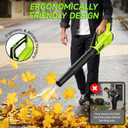 Leaf Blower Cordless, Leaf Blower with Battery and Charger - 2 Speed Modes, 2 Batteries, 20V Powerful Lightweight Electric Blowers for Blowing Leaves, Lawn Care, Patio Cleaning and Dust, Green