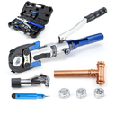 IBOSAD Copper Tube Fittings Hydraulic Pipe Crimping Tool with 1/2 inch,3/4 inch and 1 inch Jaw Copper Pipe Propress Crimpers Pressing Pliers,Suit for Narrow Space and Tee Fitting