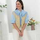 VAOYIU Womens Cropped Puffer Vest Lightweight Sleeveless Plaid Printed Cotton Quilted Vest Outwear (XL)