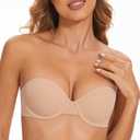 Women's Strapless Bra - Seamless Lightly Lined No Slip Underwire Invisible Convertiable Bandeau Bras for Dress (32A, Nude)