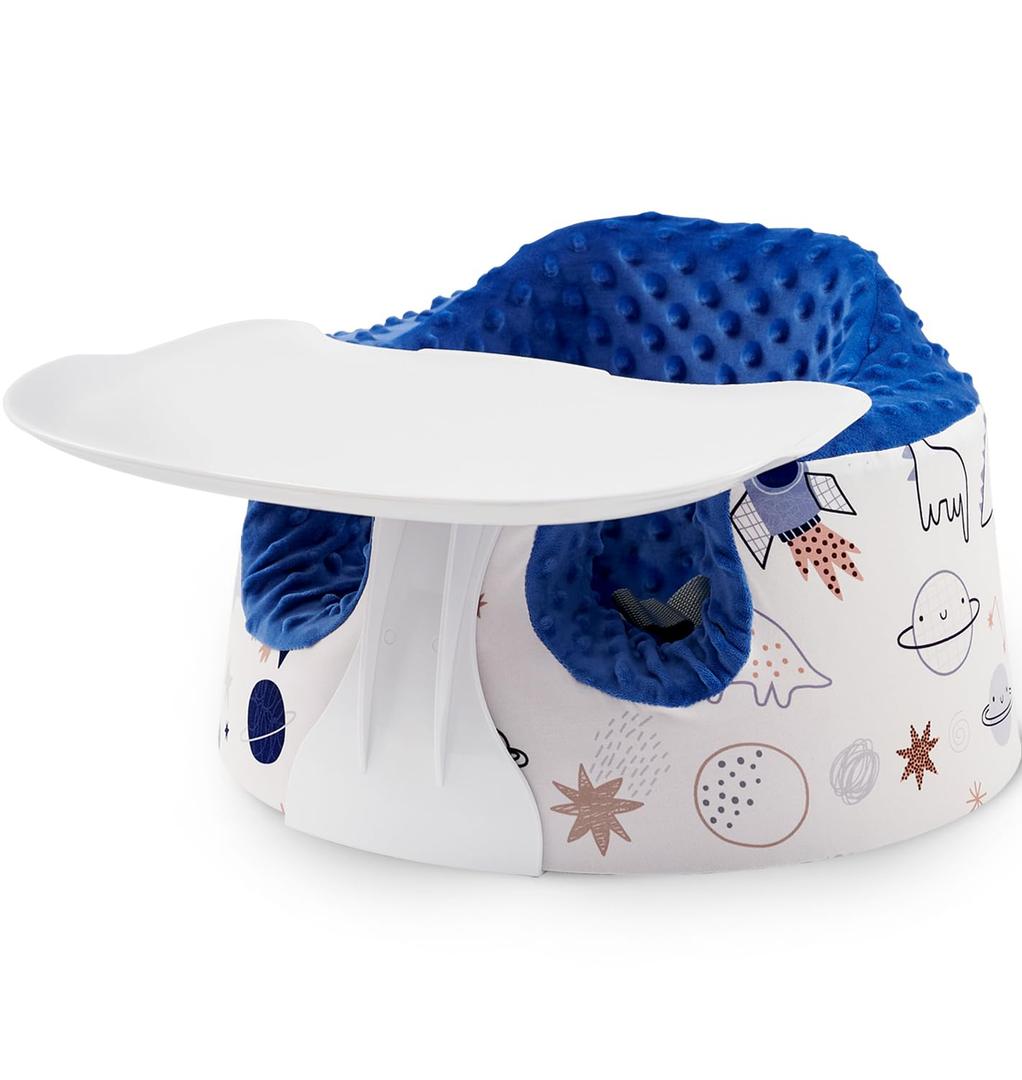 Seat Cover and Tray Sets Accessory Compatible with Bumbo Floor Seat for Baby,Breathable Accessory Compatible with Baby Seat - Easy to Install and Remove (Blue-White)