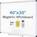 VIZ-PRO Magnetic Whiteboard/Dry Erase Board, 40 X 30 Inches, Includes 1 Eraser & 2 Markers & 4 Magnets