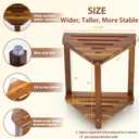 IBosins 16in Shower Foot Rest Corner Shower Stool for Shaving Legs with Storage Shelf Small Bench for Inside Shower to Sit on Bath Seat - Acacia Wood