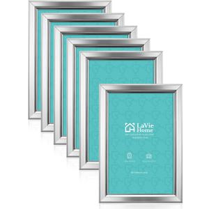 LaVie Home 4x6 Picture Frames (6 Pack, Silver) Simple Designed Photo Frame with High Definition Glass for Wall Mount & Table Top Display, Set of 6 Classic Collection