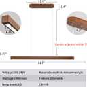 31 Inch Wood Linear Pendant Light Dimmable LED Kitchen Island Lighting with Remote Adjustable Hanging Chandelier for Dining Room Bar Pool Table 19W Modern Farmhouse Fixture Walnut Color