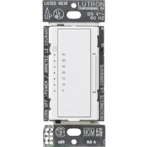 Lutron Maestro Countdown Timer Switch for Fans and Lights, Timer Switch for Lights, 3A/150-Watt LED Bulbs, Single-Pole/Multi-Location, MA-T51MN-WH, White