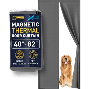 Flux Phenom Thermal Insulated Door Cover - Easy Install - Temperature Protection Barrier, Keeps Warm Air in, 50 Magnets for Secure Gap Free Closure, Magnetic Door Curtain for Winter - 40"x82"