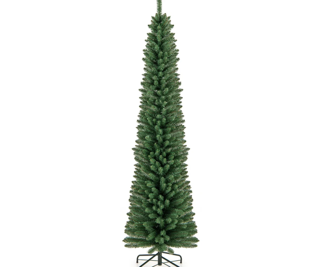 7 Feet Pencil Christmas Tree with 523 Memory Wire Branch Tips and Upgraded Metal Stand