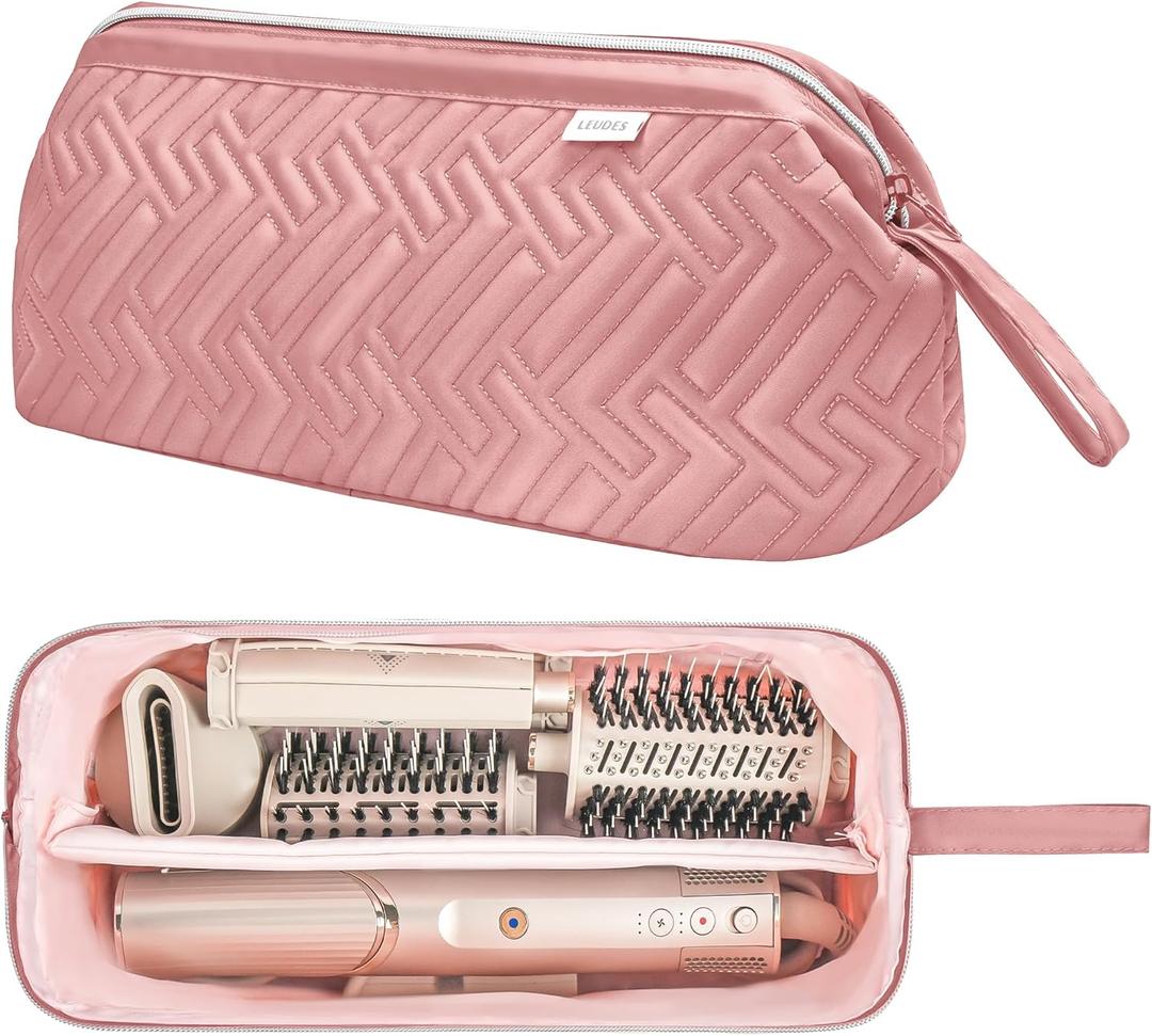 Leudes Hair Tools Travel Bag for Shark Flexstyle Carrying Case Portable Shark Hair Air Wrap Dryer Case Waterproof Dustproof Flat Curling Iron Travel Organizer (Dark Pink) (467.17 Cubic Inches)