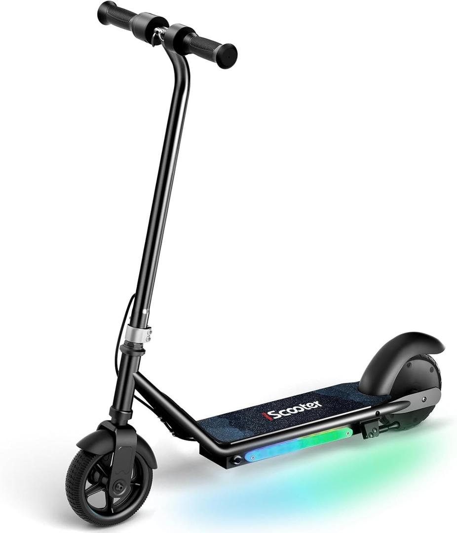 iScooter IK3 Serious Electric Scooter for Kids Aged 6-12, 3/6/10MPH Speed, 3 Heights (IK3Pro), Magnetic Charging, Colorful Lights, LED Display, 150W Motor Kids Scooter (Black)