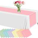 12 Pack Pastel Rainbow Plastic Table Runners 14 x 108in Pastel Long Wedding Table Runner Disposable Tables Runners for Dinner Banquet Tables Decor Ice Cream Party Wedding Birthday Party Decor