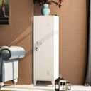 MIOCASA Metal Cabinet Home Office Storage Cabinets with Doors and Shelves Lockable File Cabinet Organizer Coat Lockers for Kids (White)