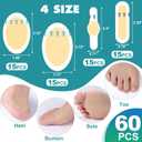 60pcs Hydrocolloid Blister Bandages,Gel Blister Bandages for Feet,Waterproof Blister Pads for Feet, Heel,Toe,Blister Prevention & Recovery, Blister Cushions with 4 Shapes