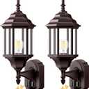 Redluck Motion Sensor Outdoor Lights, 2 Pack 16 inch Dusk to Dawn Outside Porch Lights, Waterproof Anti-Rust Outdoor Wall Lights Exterior Lighting Fixtures for House, Front Door, Brown