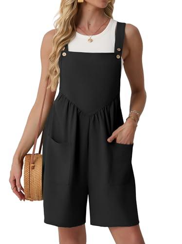 Lepunuo Women's Summer Casual Rompers Seniors Bib Short Overalls Loose Jumpsuit Beach Outfits size large