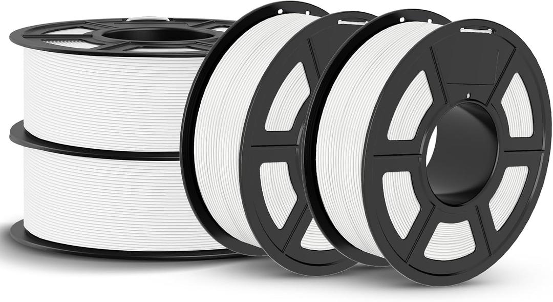 JAYO PLA 3D Printer Filament Bundle 4.4KG, PLA Filament 1.75mm Bulk, Dimensional Accuracy +/- 0.02mm, 4 Pack 1.1kg Spool White