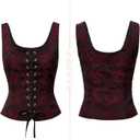 Century Star Corset Tops for Women - Renaissance Costume Pirate Medieval Floral Top Ren Faire Vest Victorian Plus Size Bodice (Small, 01 Red and Black Corset)