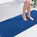 OLANLY Bathroom Runner Rugs 70x24, Soft Absorbent Chenille Bath Rugs, Rubber Backing Quick Dry, Machine Washable Long Bath Mats for Bathroom, Tub and Shower, Home Decor Accessories, Deep Navy Blue