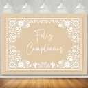 InMemory Beige Feliz Cumpleaos Backdrop Mexican White Floral Flower Cactus Banner Photography Background for Birthday Party Mexico Fiesta Cinco De Mayo Decorations 6x4ft