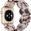 Heesch Tortoise Stretchy Watch Band Compatible with Apple Watch Resin Cute Watch Strap Wristband for iWatch Bracelet for Women Men Girls, 38/40/41mm, 42/44/45/46/49mm, Oval Version