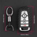 Soft Silicone Rubber Carbon Fiber Texture Case Key Fob Cover For Ford Bronco Escape Expedition Explorer F150 F250 F350 F450 F550 Fusion Maverick Mondeo Ranger Car Key - Black - Weave Keychain