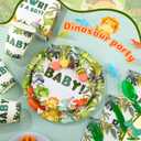 350 Pcs Dinosaur Baby Shower Party Favor Rawr Its a Boy Disposable Tableware Napkins Cups Knives Forks Spoons for 50 Guests Dino Birthday Party Decoration (Green)