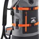 HEETA Dry Bags Waterproof Backpack 40L for Men & Women, Roll Top Heavy Duty Cushioned Hiking Backpack for Kayaking Boating Paddle Boarding Fishing Travel Camping Beach Vacation Cruise Ship Essentials (Grey)