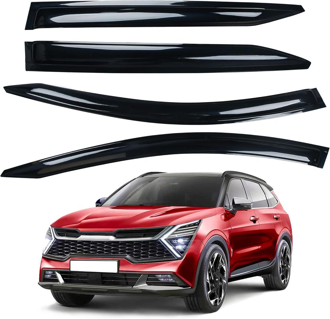AUXKO Window Rain Guard for Kia Sportage 2023 2024 2025 2026 LX EX SX Prestige X-Pro X-Line Tape-On Shatterproof Sun Smoke Guard Vent Visor Side Wind Deflectors Accessories for Kia Sportage 2023-2026 (Black)