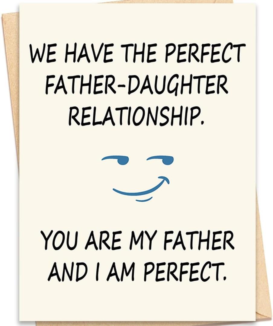 2 x Funny Fathers Day Gift Card for Dad from Daughter, Humorous Happy Fathers Day Gift for Dad, Cute Dads Birthday Gift Card for Father