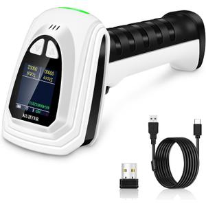 KUIIYER 1D QR 2D Barcode Scanner, Bluetooth Wireless Bar Code Scanners with Setting Keypad & LCD Screen Display & AI Voice, Handheld Barcode Reader for iPhone, Android, iPad, Tablet, Computers & POS