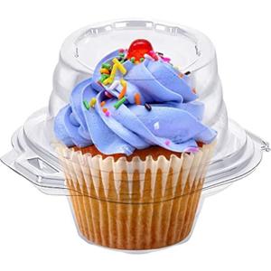 Cupcake Boxes Individual Cupcake Containers, 50 Packs Regular Single Cupcake Holder High Topping for Muffins, Thicker Stackable Plastic Cupcake Carrier for Party (50 pack)