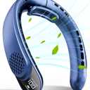 FrSara Portable Neck Fan Rechargeable, Neck Fans that Blow Cold Air, Personal Neck Cooler with 4000mAh, LED Display, 3 Speeds, USB TYPE-C, Ideal Gift for Women, Travel, Men, Sports, Denim